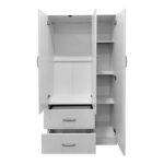 Ντουλάπα εξάφυλλη με πατάρι Athos pakoworld λευκή 180x42x240εκ - Image 3
