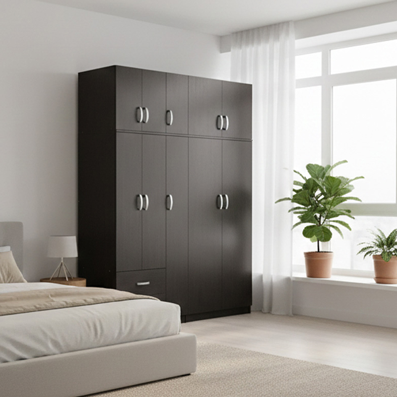 383-000256 Ντουλάπα πεντάφυλλη με πατάρι Athos I pakoworld wenge 170x42x240εκ - Image 1