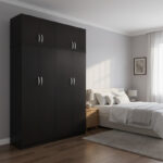 Ντουλάπα τετράφυλλη με πατάρι Athos Ι pakoworld wenge 160x42x240εκ