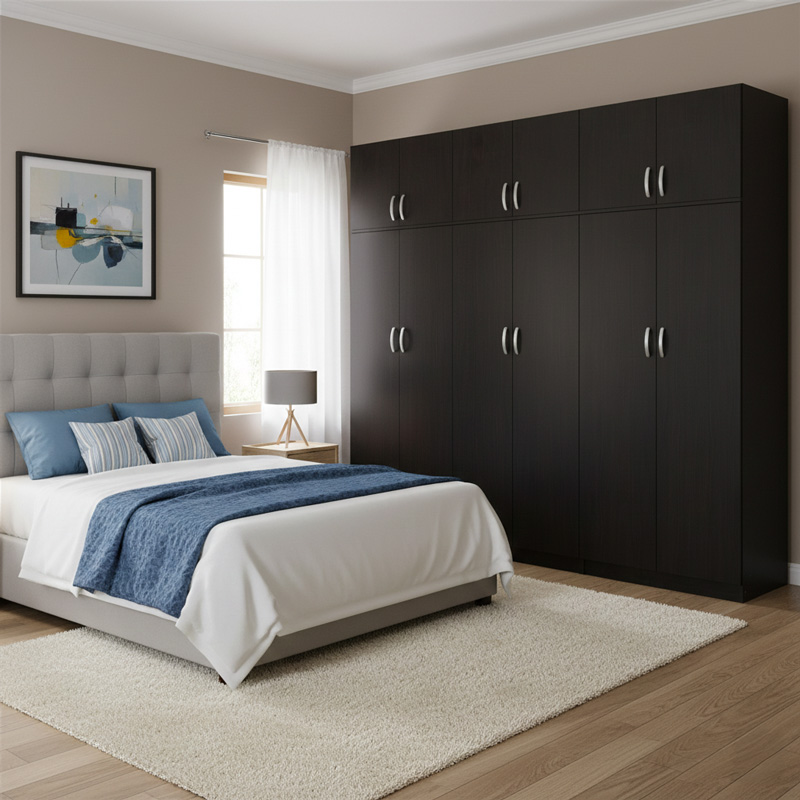 383-000258 Ντουλάπα εξάφυλλη με πατάρι Athos ΙΙ pakoworld wenge 240x42x240εκ - Image 1