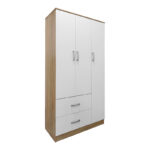 Ντουλάπα πεντάφυλλη με πατάρι Athos pakoworld sonoma-λευκή 170x42x240εκ - Image 2