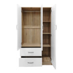 Ντουλάπα πεντάφυλλη με πατάρι Athos pakoworld sonoma-λευκή 170x42x240εκ - Image 3