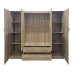 Ντουλάπα τετράφυλλη και πατάρι Alvia pakoworld sonoma 200x51x240εκ - Image 2
