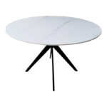 Τραπέζι Orbital pakoworld sintered stone λευκή όψη μαρμάρου με μαύρα μεταλλικά πόδια Φ120x76εκ - Image 3