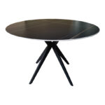 Τραπέζι Orbital pakoworld sintered stone μαύρη όψη μαρμάρου με μαύρα μεταλλικά πόδια Φ120x76εκ - Image 3