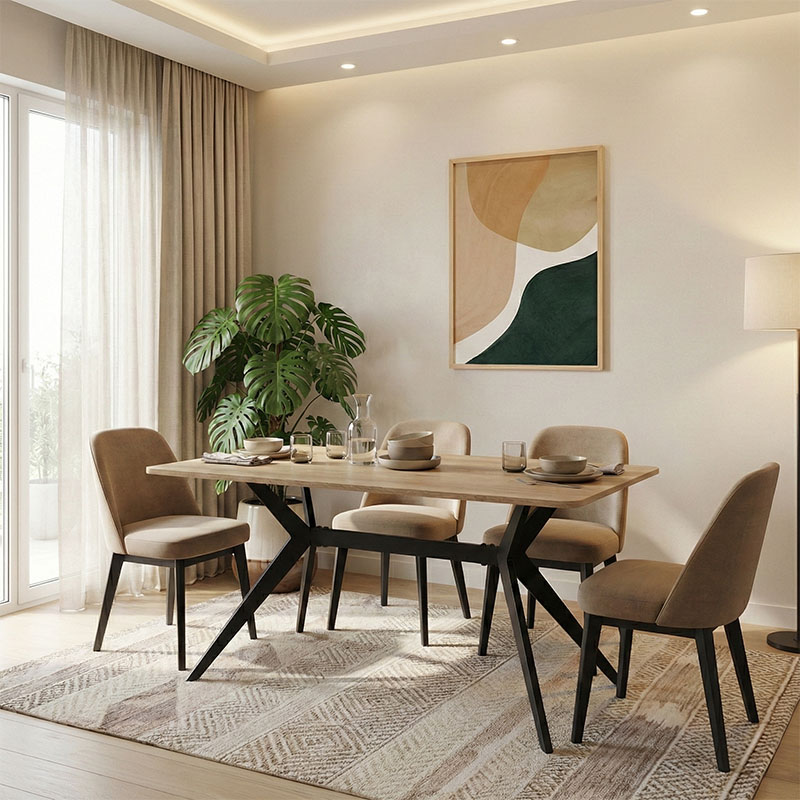 390-000015 Τραπέζι Ezali pakoworld sonoma mdf με μαύρα μεταλλικά πόδια 140x80x75εκ - Image 1