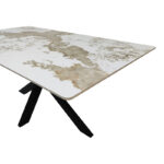 Τραπέζι Bethan pakoworld sintered stone-μέταλλο λευκό μαρμάρου-μαύρο 180x90x75εκ - Image 3