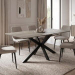 Τραπέζι Bethan pakoworld sonoma με γκρι mdf και μαύρο μέταλλο 160x80x75εκ