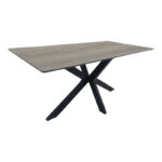 Τραπέζι Bethan pakoworld sonoma με γκρι mdf και μαύρο μέταλλο 180x90x75εκ - Image 2