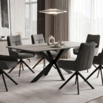 Τραπέζι Bethan pakoworld sonoma με γκρι mdf και μαύρο μέταλλο 180x90x75εκ