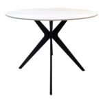 Τραπέζι Orbital pakoworld sintered stone λευκή ματ όψη μαρμάρου με μαύρο μεταλλικό πόδι Φ100x76εκ - Image 4