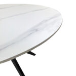 Τραπέζι Orbital pakoworld sintered stone λευκή ματ όψη μαρμάρου με μαύρο μεταλλικό πόδι Φ100x76εκ - Image 5