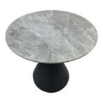 Τραπέζι Flenada pakoworld sintered stone σε γκρι όψη μαρμάρου με μαύρη μεταλλική βάση Φ80x76εκ - Image 3
