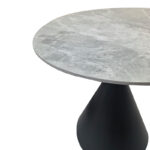 Τραπέζι Flenada pakoworld sintered stone σε γκρι όψη μαρμάρου με μαύρη μεταλλική βάση Φ80x76εκ - Image 4
