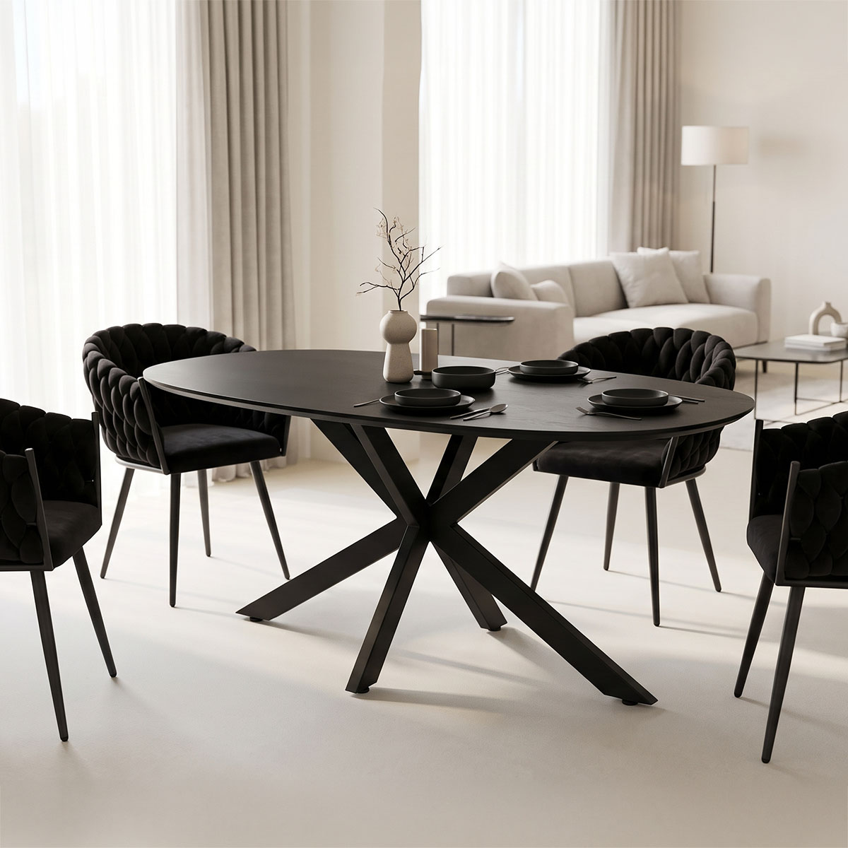 392-000019 Τραπέζι Makrey pakoworld μαύρο mdf- μεταλλικά πόδια 160x90x75εκ - Image 1