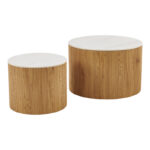 Τραπέζι σαλονιού Nelba pakoworld σετ 2τεμ oak MDF με  κεραμική επιφάνεια σε όψη μαρμάρου - Image 2