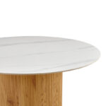 Τραπέζι Sikulu pakoworld oak MDF με κεραμική επιφάνεια σε λευκό μαρμάρου Φ125x77εκ - Image 3