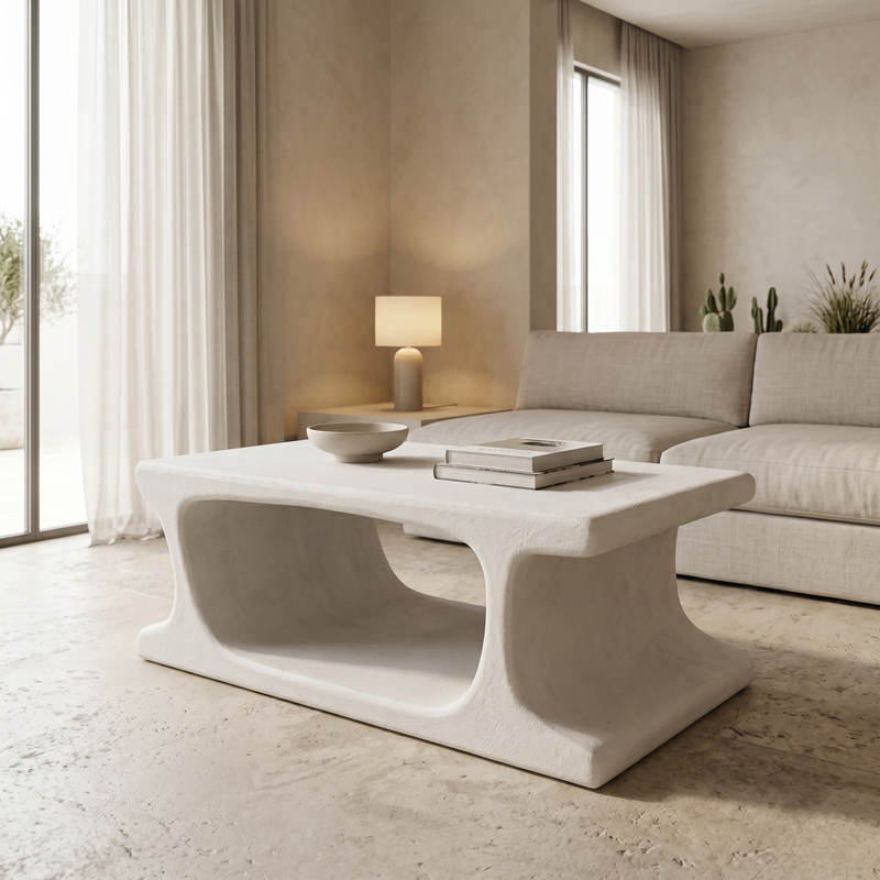 415-000011 Τραπέζι σαλονιού Nafel pakoworld mdf λευκό 120x60x45εκ - Image 1