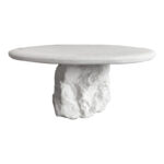 Τραπέζι σαλονιού Zinol pakoworld mdf-polyresin λευκό Φ80x36εκ - Image 2