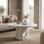 Τραπέζι σαλονιού Zinol pakoworld mdf-polyresin λευκό Φ80x36εκ