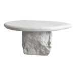 Τραπέζι σαλονιού Zinol pakoworld mdf-polyresin λευκό Φ80x36εκ - Image 3