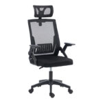 Καρέκλα γραφείου Plymot pakoworld mesh χρώμα μαύρο 48x58x112-122εκ - Image 2