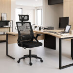 Καρέκλα γραφείου Plymot pakoworld mesh χρώμα μαύρο 48x58x112-122εκ
