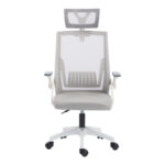 Καρέκλα γραφείου Plymot pakoworld λευκή - mesh γκρι 48x58x112-122εκ - Image 6