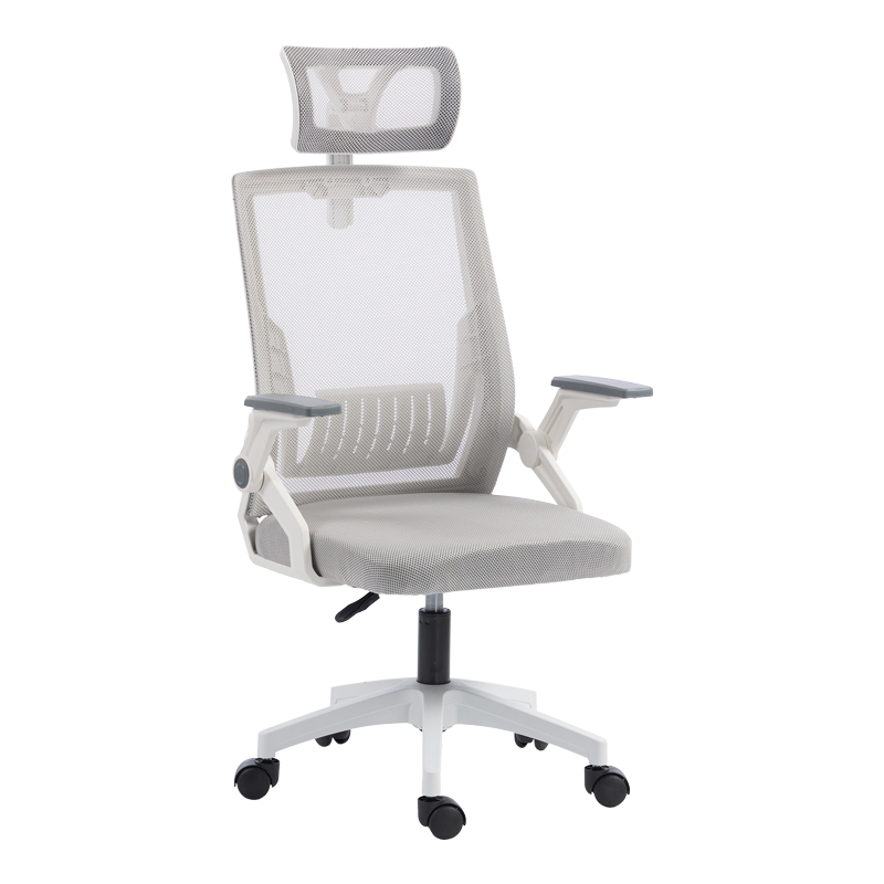 420-000010 Καρέκλα γραφείου Plymot pakoworld λευκή - mesh γκρι 48x58x112-122εκ - Image 1