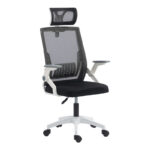 Καρέκλα γραφείου Plymot pakoworld λευκή - mesh μαύρο 48x58x112-122εκ - Image 2