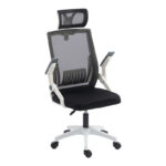 Καρέκλα γραφείου Plymot pakoworld λευκή - mesh μαύρο 48x58x112-122εκ - Image 5