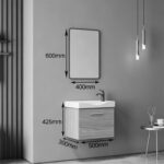 Πάγκος με νιπτήρα και καθρέπτη Renza pakoworld oak - Image 2