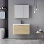 Πάγκος με νιπτήρα και καθρέπτη Tzouena pakoworld oak - Image 2