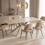 Τραπέζι Olven pakoworld sintered stone σε όψη τραβερτίνας 180x90x75εκ