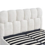 Κρεβάτι διπλό Sectra pakoworld  με αποθηκευτικό χώρο κρεμ μπουκλέ ύφασμα 160x200εκ - Image 5
