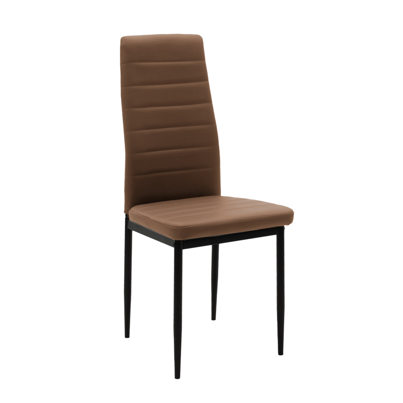 499-000044 Καρέκλα Parker pakoworld cappuccino PU με μεταλλικό μαύρο πόδι 41x48x96εκ - Image 1