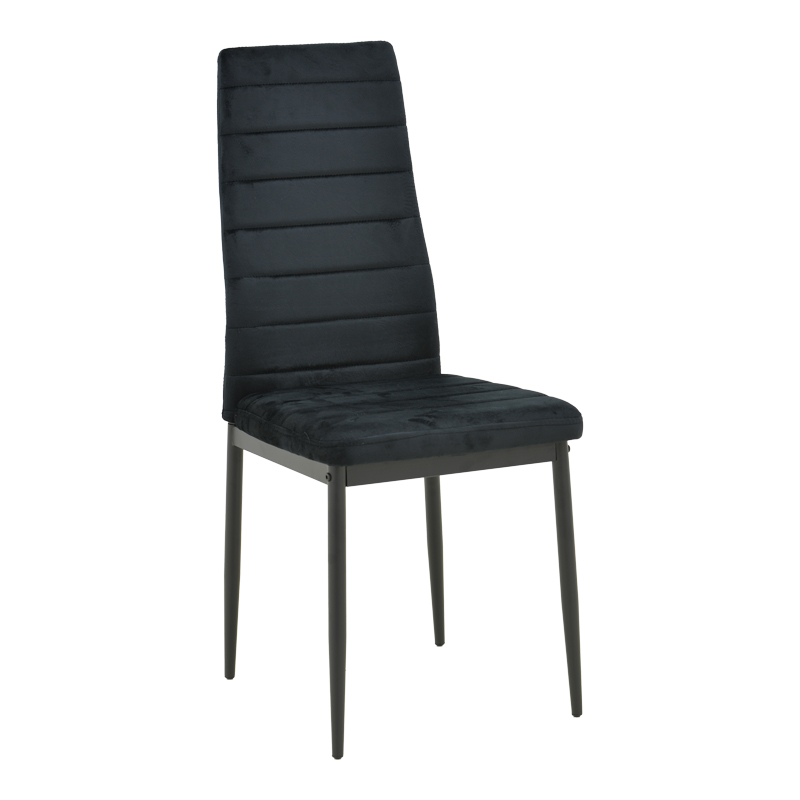 499-000045 Καρέκλα Parker pakoworld μαύρο βελούδο με μεταλλικό μαύρο πόδι 41x48x96εκ - Image 1