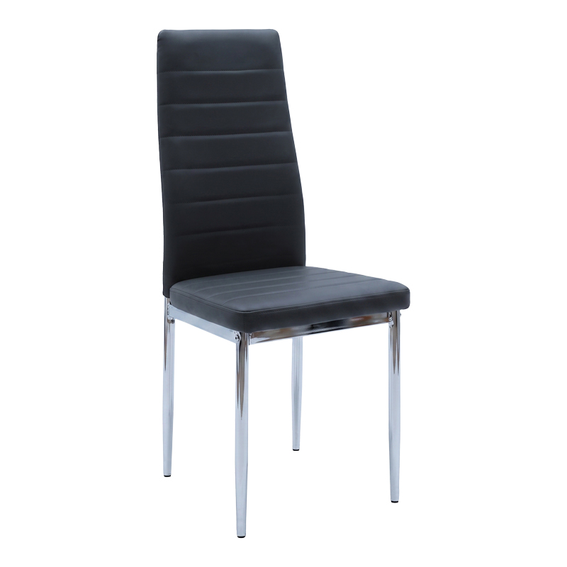 499-000049 Καρέκλα Parker pakoworld μαύρο PU με πόδι χρωμίου 41x48x96εκ - Image 1